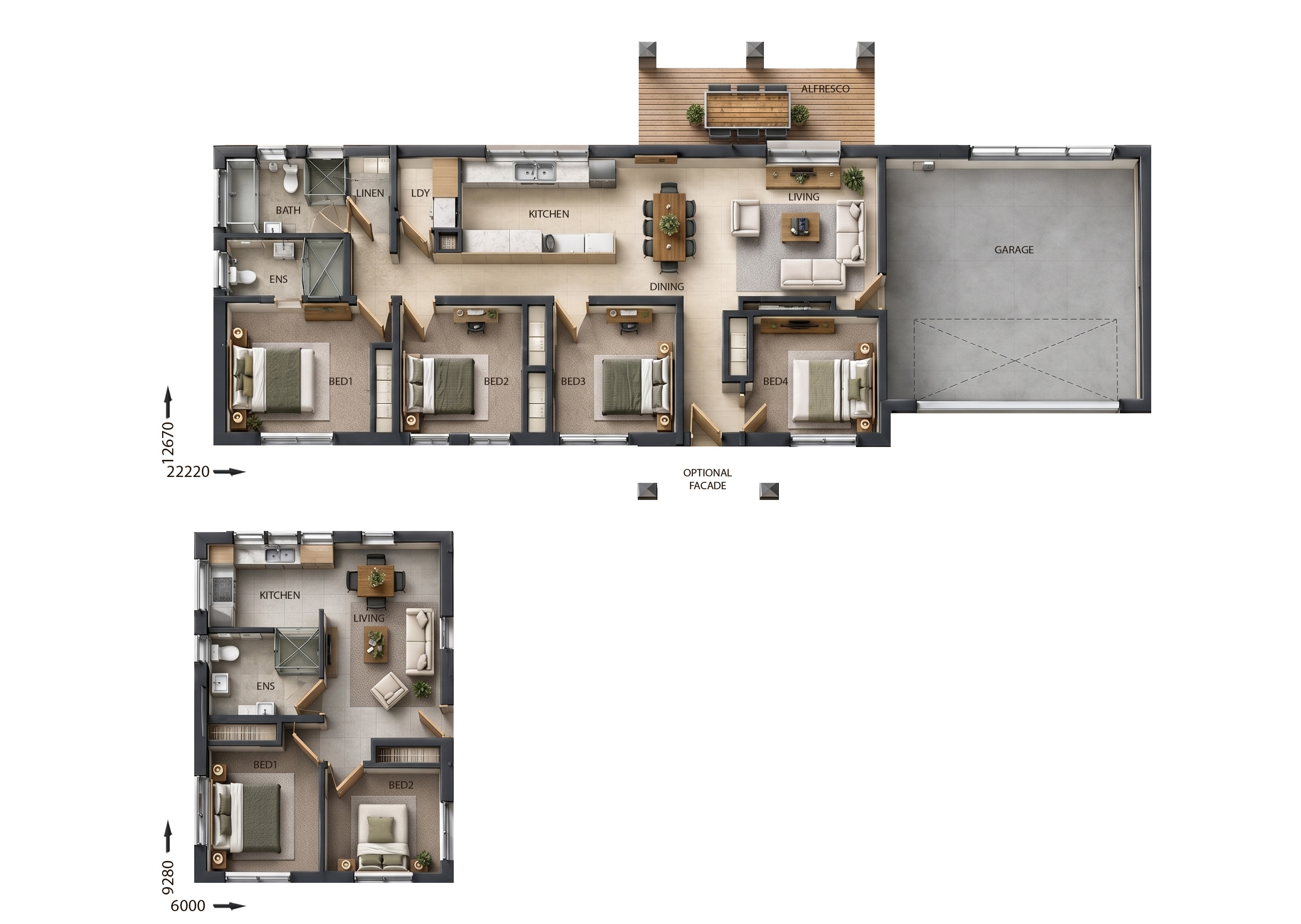 BTR0120 — 6 bedroom home floor plan by Dixon Homes