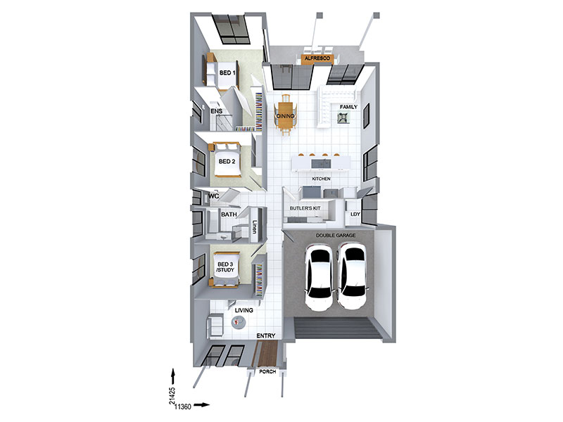 BC6301 — 3 bedroom home floor plan by Dixon Homes