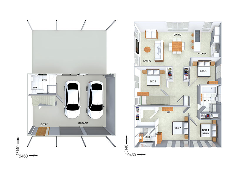 FR8536 — 4 bedroom home floor plan by Dixon Homes