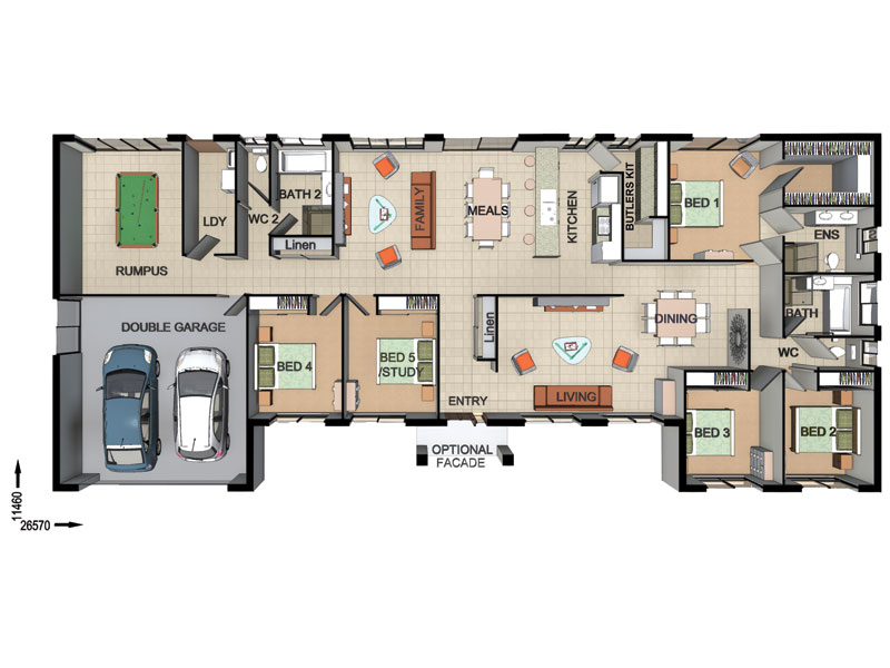 SU3803 — 5 bedroom home floor plan by Dixon Homes